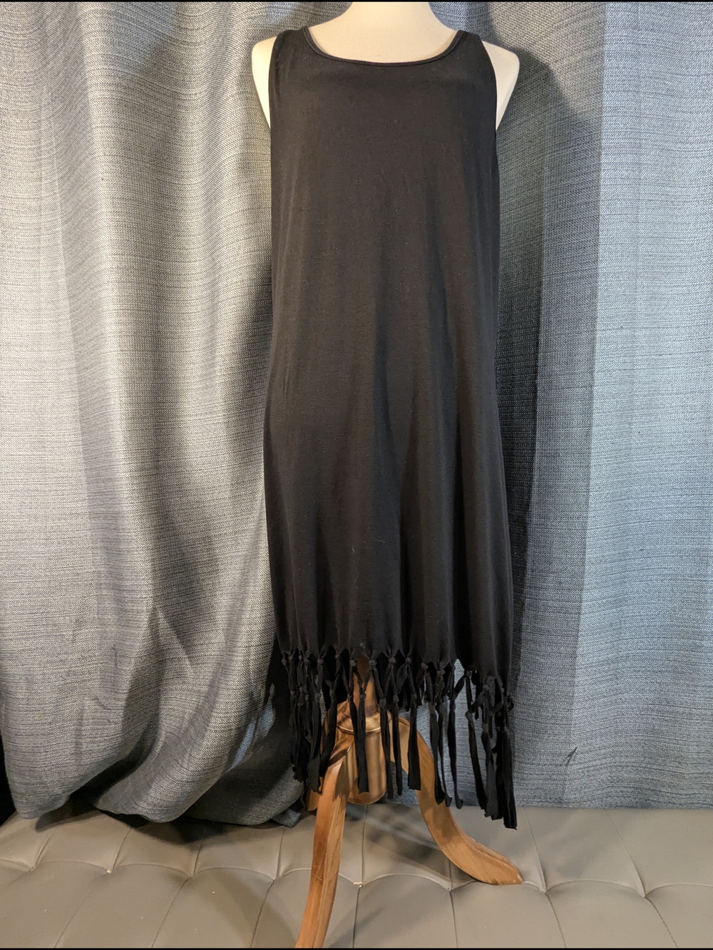 Women's Black Fringe Swim Cover-Up Dress